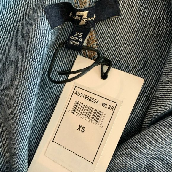 7 for all Mankind Deep V Denim Front Zip Overalls NWT Size XS Wilshire $289 - Picture 7 of 11
